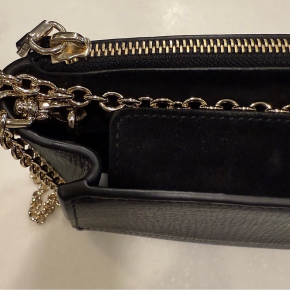 Henri Bendel Tilda Crossbody / Clutch Bag Black Pebble Leather Gold Chain Strap - Picture 3 of 15